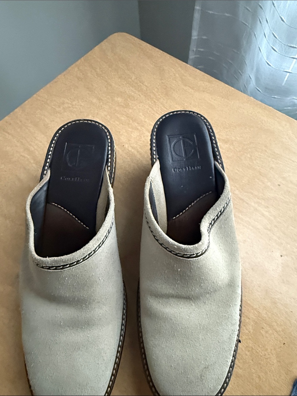 Cole Haan Womens Slip-On Suede Mules in Light Beige